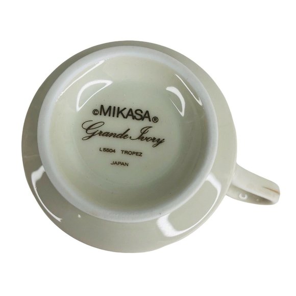 Mikasa Grande Ivory Tropez Cup & Saucer Set L5504 Japan Vintage Gray Floral - Picture 8 of 10